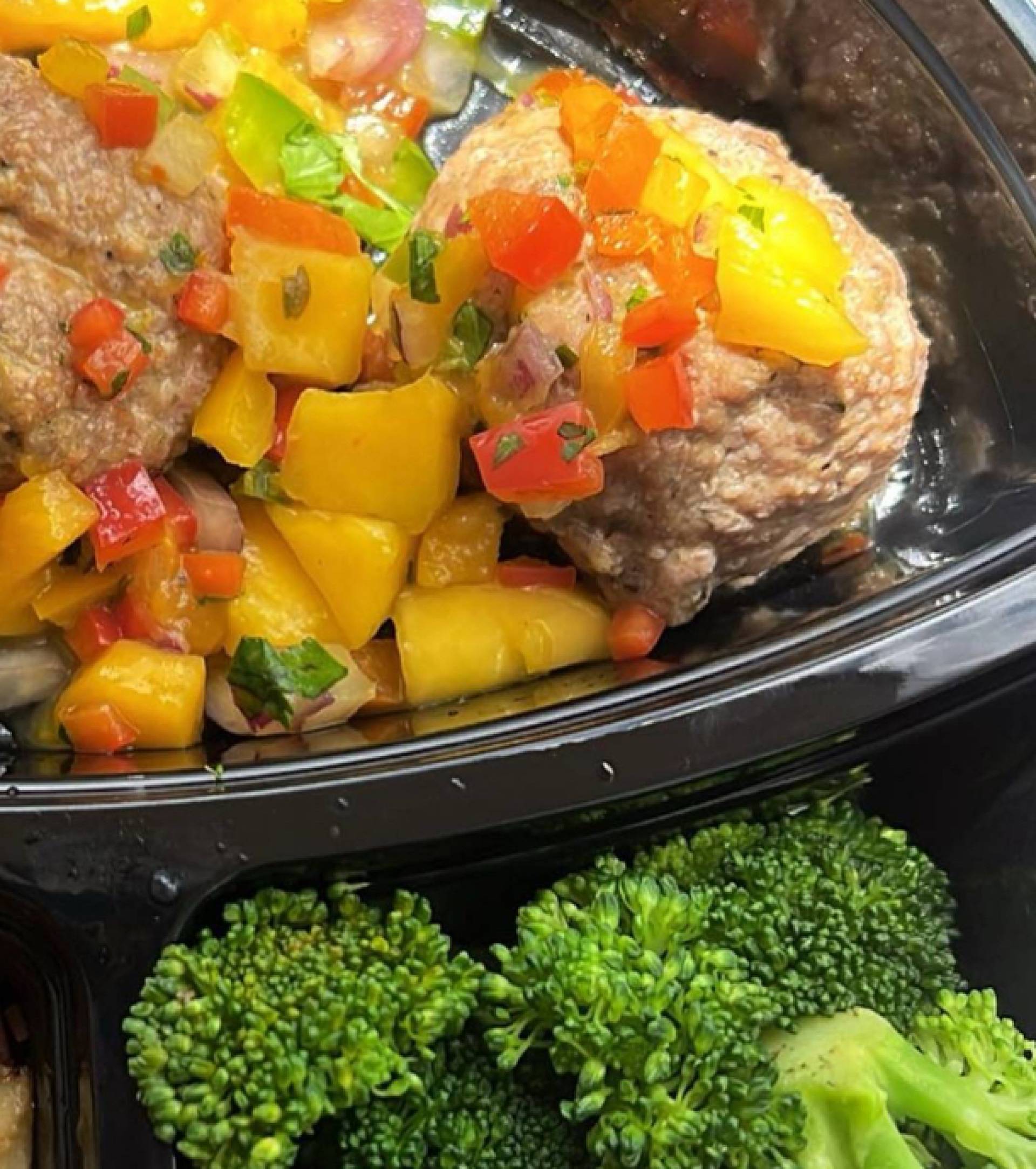 Peach Salsa Turkey Meatballs with Broccoli - High Protein